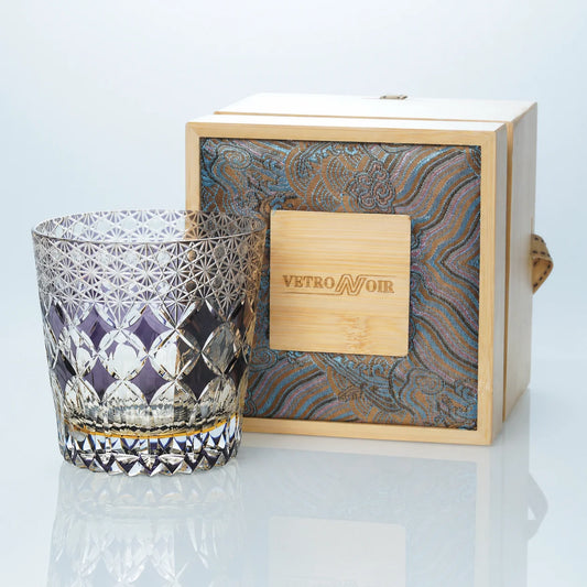 Amethyst Mosaic Edo Kiriko Whiskey Glass – Hand-Cut Crystal Tumbler