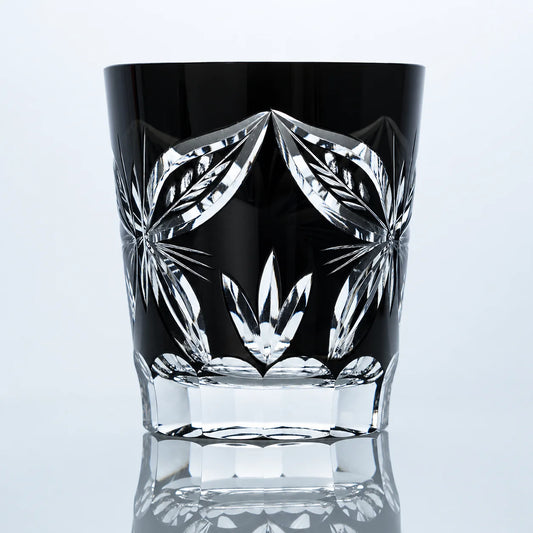 Black Butterfly Edo Kiriko Whiskey Glass – Hand-Cut Crystal Tumbler