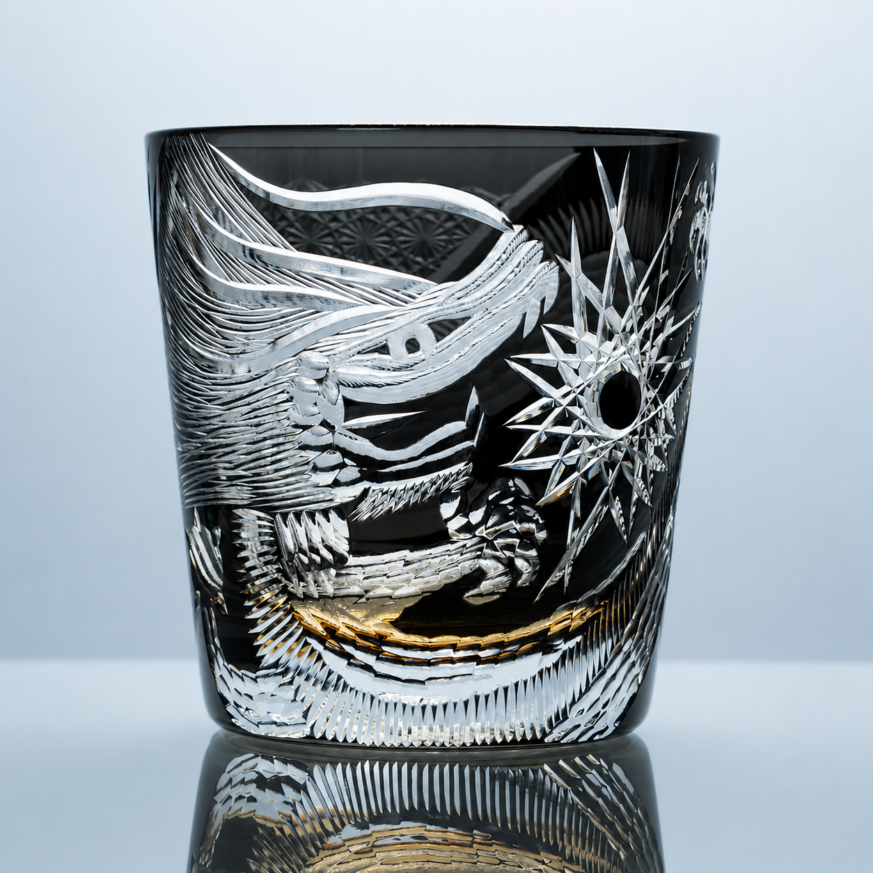 Obsidian Dragon Edo Kiriko Whiskey Glass – Hand-Cut Crystal