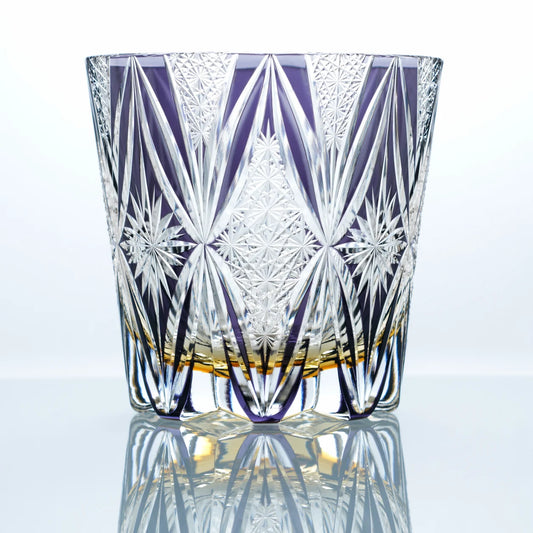Amethyst Key Edo Kiriko Whiskey Glass – Hand-Cut Crystal Tumbler