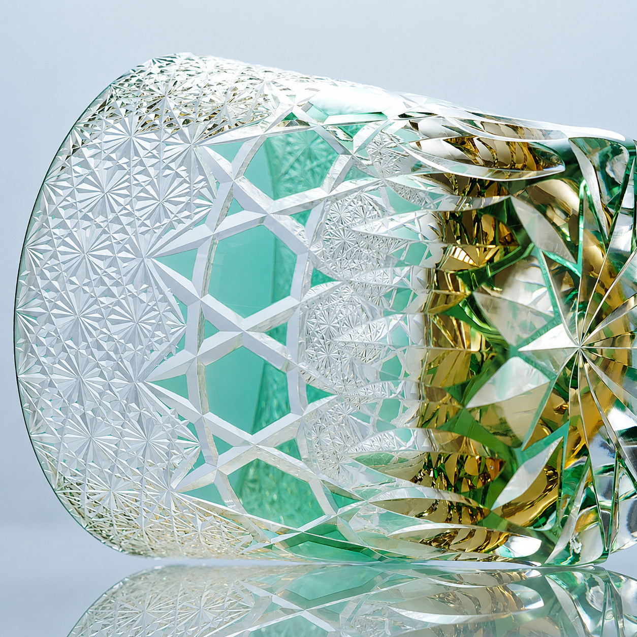 Green Fluorite Edo Kiriko Glass | VetroNoir
