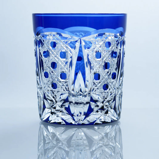 Blue Orbit Edo Kiriko Whiskey Glass – Hand-Cut Crystal Tumbler