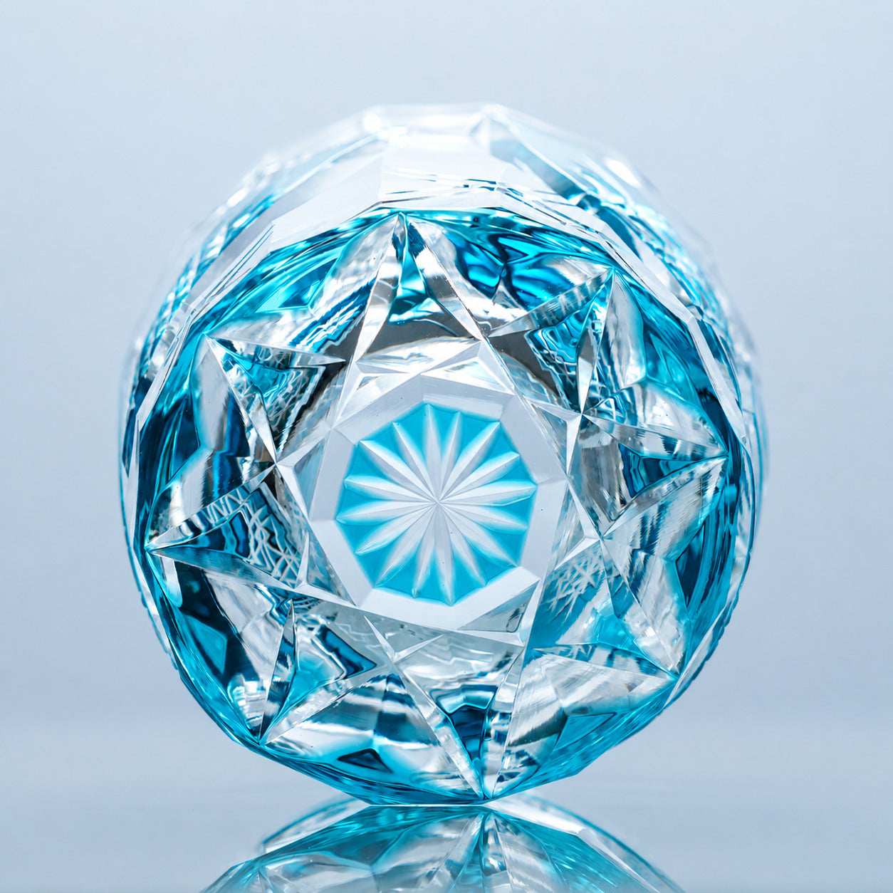Aqua Starleaf Edo Kiriko Glass | VetroNoir