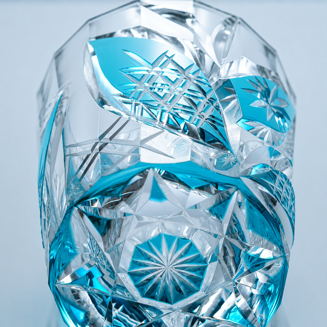 Aqua Starleaf Edo Kiriko Glass | VetroNoir