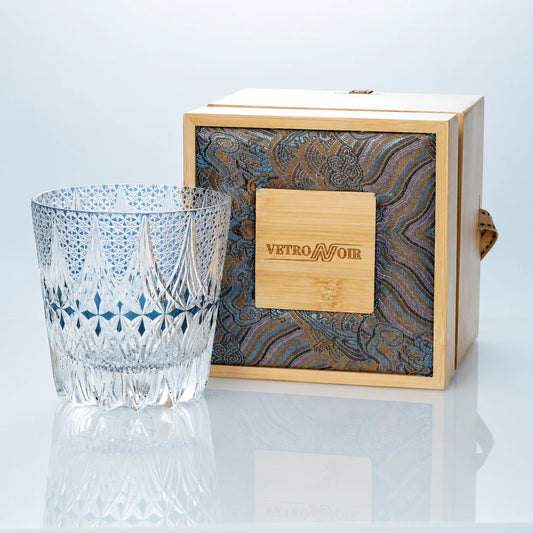 Azure Crown Edo Kiriko Whiskey Glass – Hand-Cut Crystal Tumbler