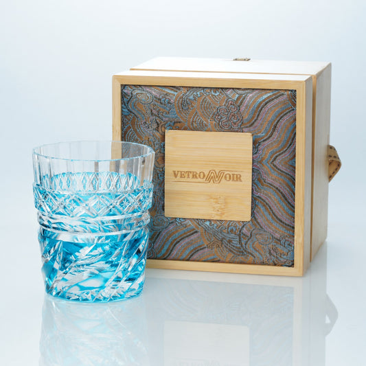 Aqua Wave Edo Kiriko Whiskey Glass – Hand-Cut Crystal Tumbler