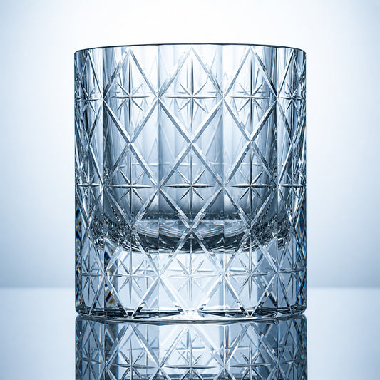 Clear Star Lattice Edo Kiriko Whiskey Glass – Hand-Cut Crystal Tumbler