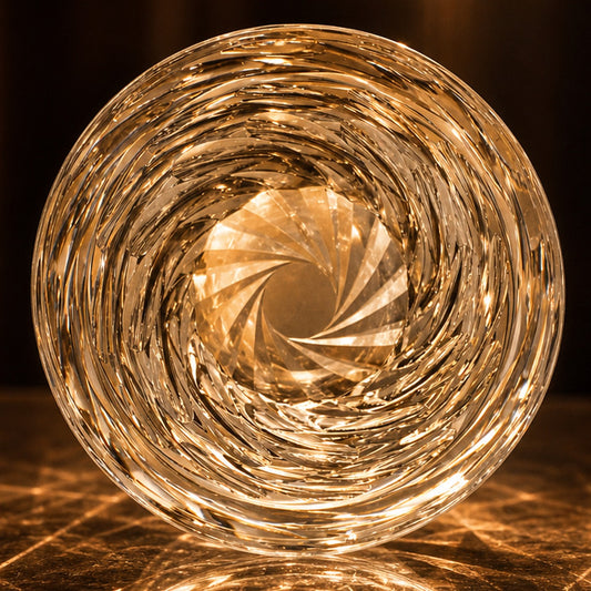 Frosted Lotus K9 Crystal Whiskey Glass – Hand-Cut Crystal Tumbler