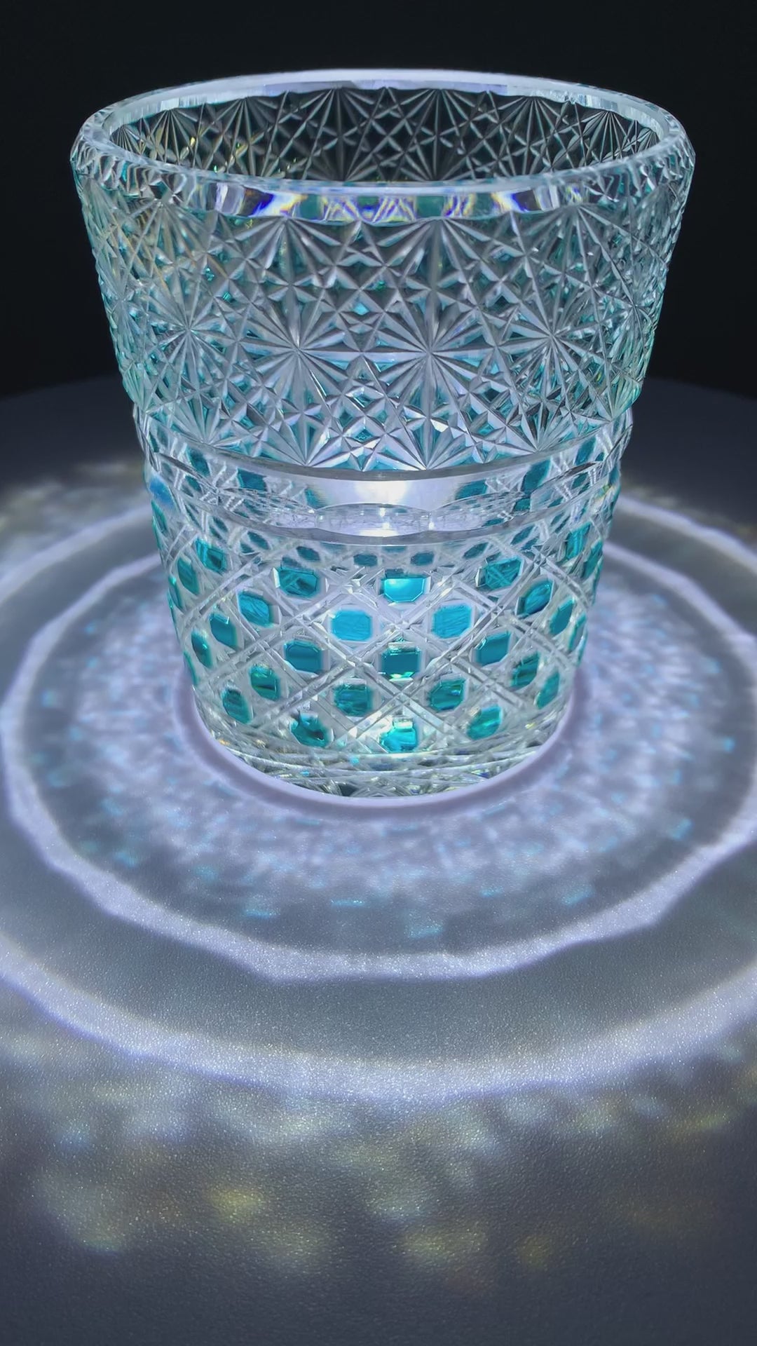 Aqua Jewel Edo Kiriko Whiskey Glass – Hand-Cut Crystal Tumbler