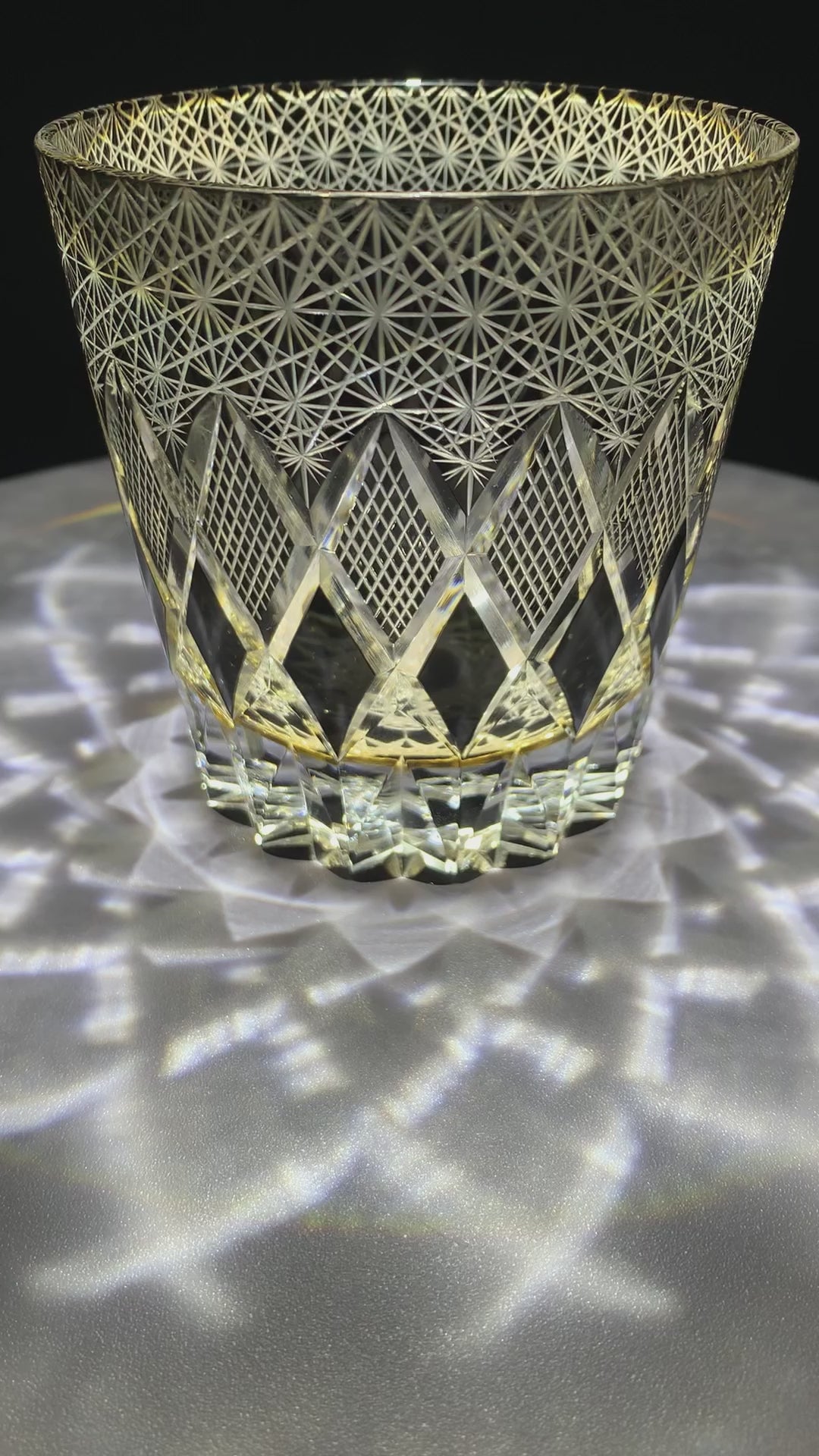 Smoke Black Diamond Edo Kiriko Whiskey Glass – Hand-Cut Crystal Tumbler