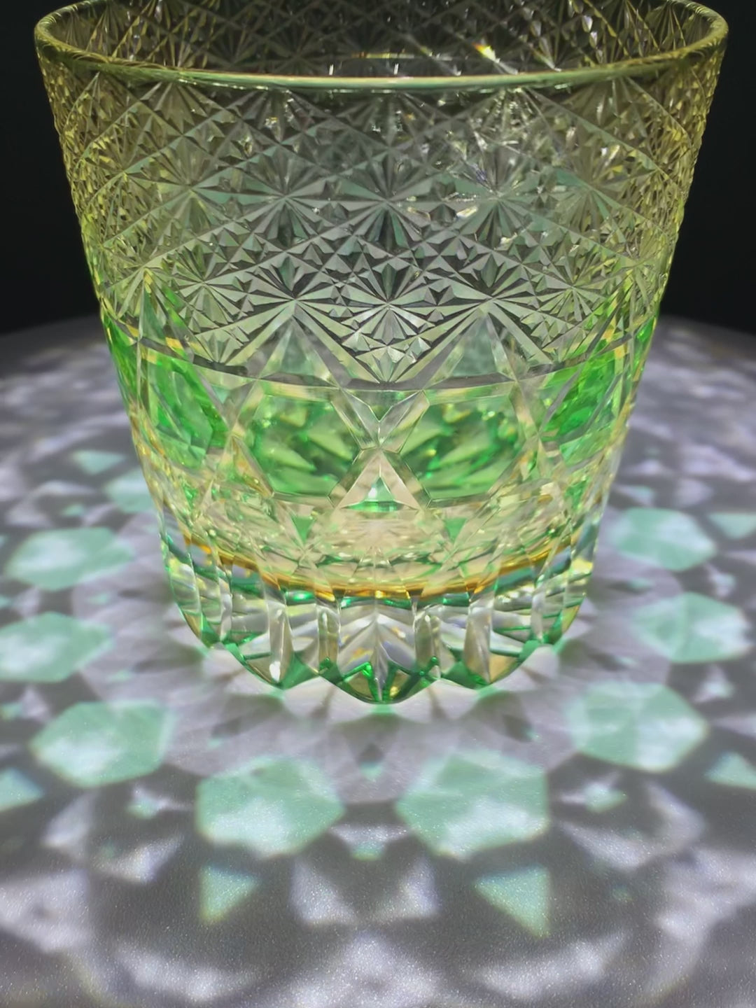 Green Fluorite Edo Kiriko Whiskey Glass – Hand-Cut Crystal Tumbler