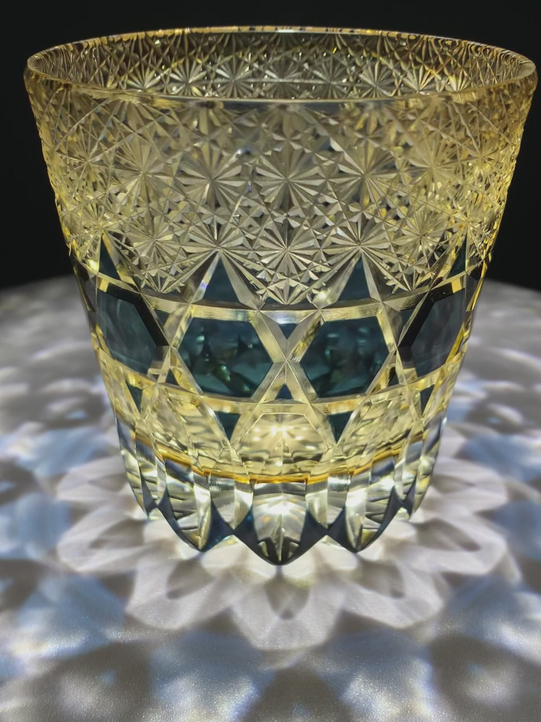 Blue Fluorite Edo Kiriko Whiskey Glass – Hand-Cut Crystal Tumbler