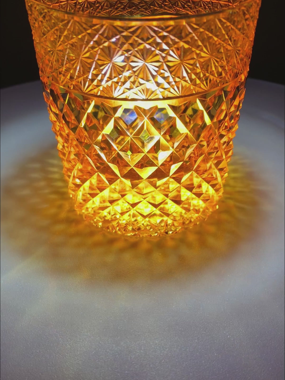 Amber Diamond Edo Kiriko Whiskey Glass – Hand-Cut Crystal Tumbler